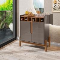 Barzinho c/2Pts Adega p/Sala De Jantar Cinza Perola Cedro - 3