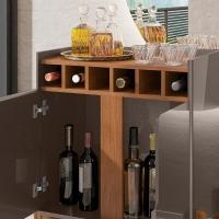 Barzinho c/2Pts Adega p/Sala De Jantar Cinza Perola Cedro