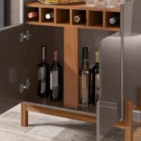 Barzinho c/2Pts Adega p/Sala De Jantar Cinza Perola Cedro - 5