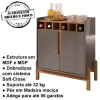 Barzinho c/2Pts Adega p/Sala De Jantar Cinza Perola Cedro - 8