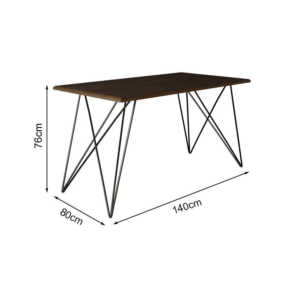 Mesa Jantar Amêndoa Com 4 Cadeiras Bege E Preta Marrom - 2
