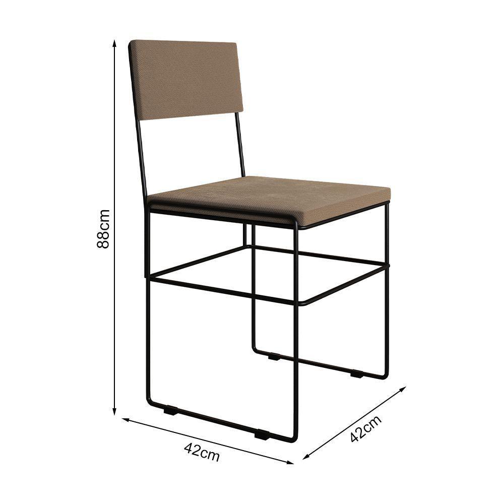 Mesa Jantar Amêndoa Com 4 Cadeiras Bege E Preta Marrom - 3