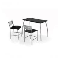 Conjunto Mesa 2 Banquetas Em Aço Cromado C/ Tampo Mdp Preto - 1