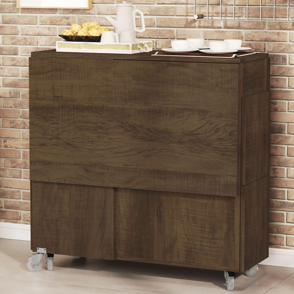 Mesa Bancada Dobrável Carlos Com Bancos Castanho - 6