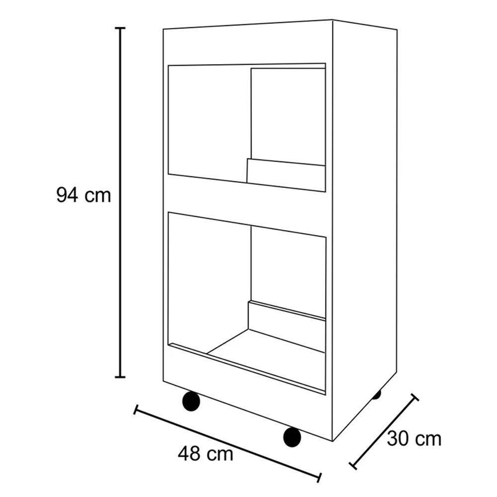 Adega Multiuso Seul 03 Prateleiras Preto Com Rodízios - 2