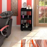 Adega Multiuso Seul 03 Prateleiras Preto Com Rodízios