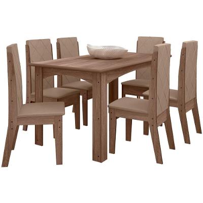 Conjunto Mesa Jantar 156x84 Cm 6 Cadeiras 1101220 Amendoa Ce