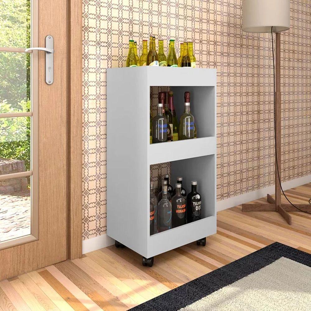 Adega Multiuso Seul 03 Prateleiras Branco Com Rodízios - 4