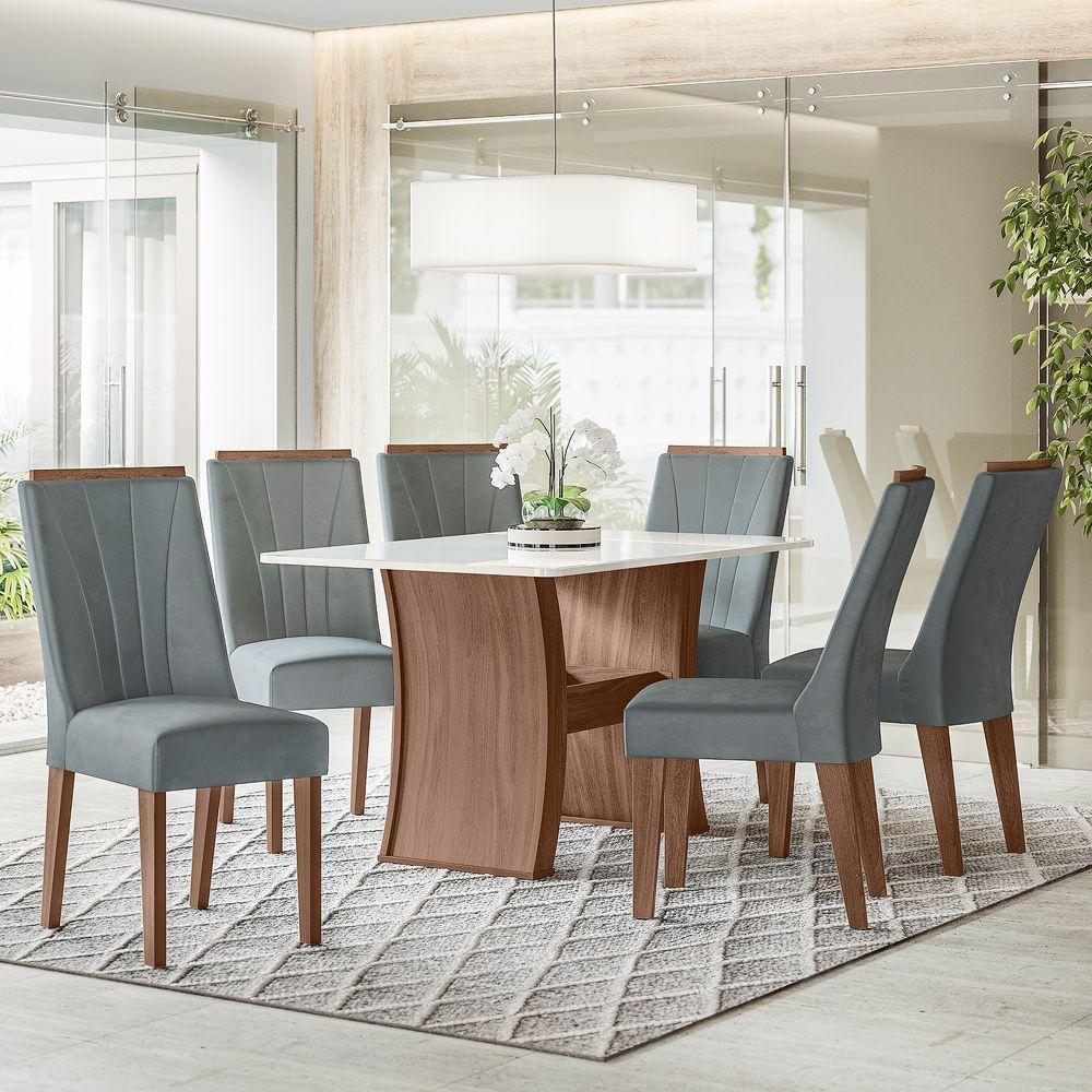 Conjunto Sala De Jantar 1,35 Com 6 Cadeiras Amêndoa 03A - 1
