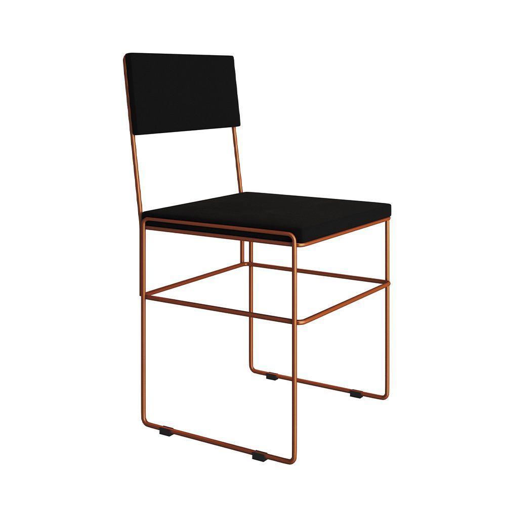 Mesa Jantar Preta Com 4 Cadeiras Cobre E Preta Marrom - 5