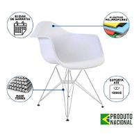 Mesa Industrial Jantar Amêndoa 137X90Cm Base V Com 6 Poltronas Brancas Ferro Branco Amendoa - 5