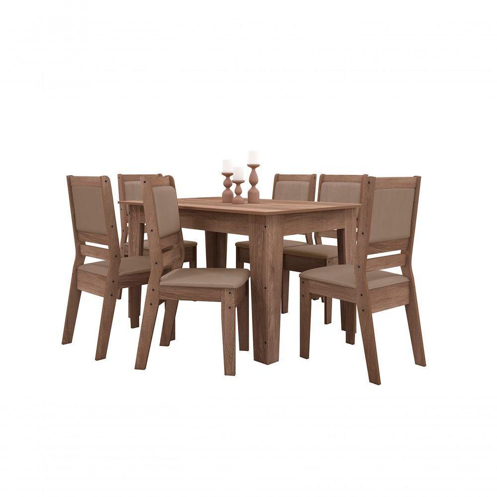 Conjunto Sala De Jantar 1,35 Com 6 Cadeiras Amêndoa 73B - 4