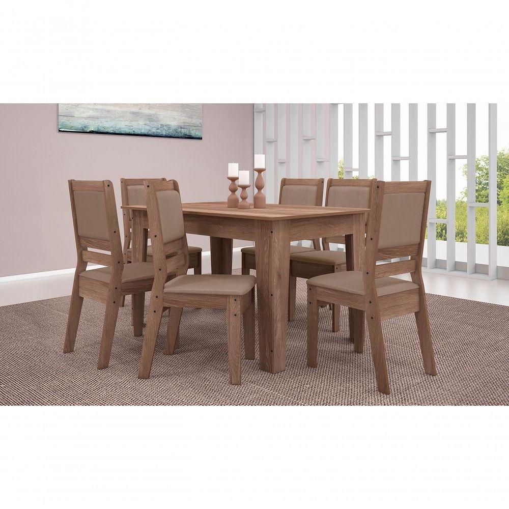 Conjunto Sala De Jantar 1,35 Com 6 Cadeiras Amêndoa 73B - 5