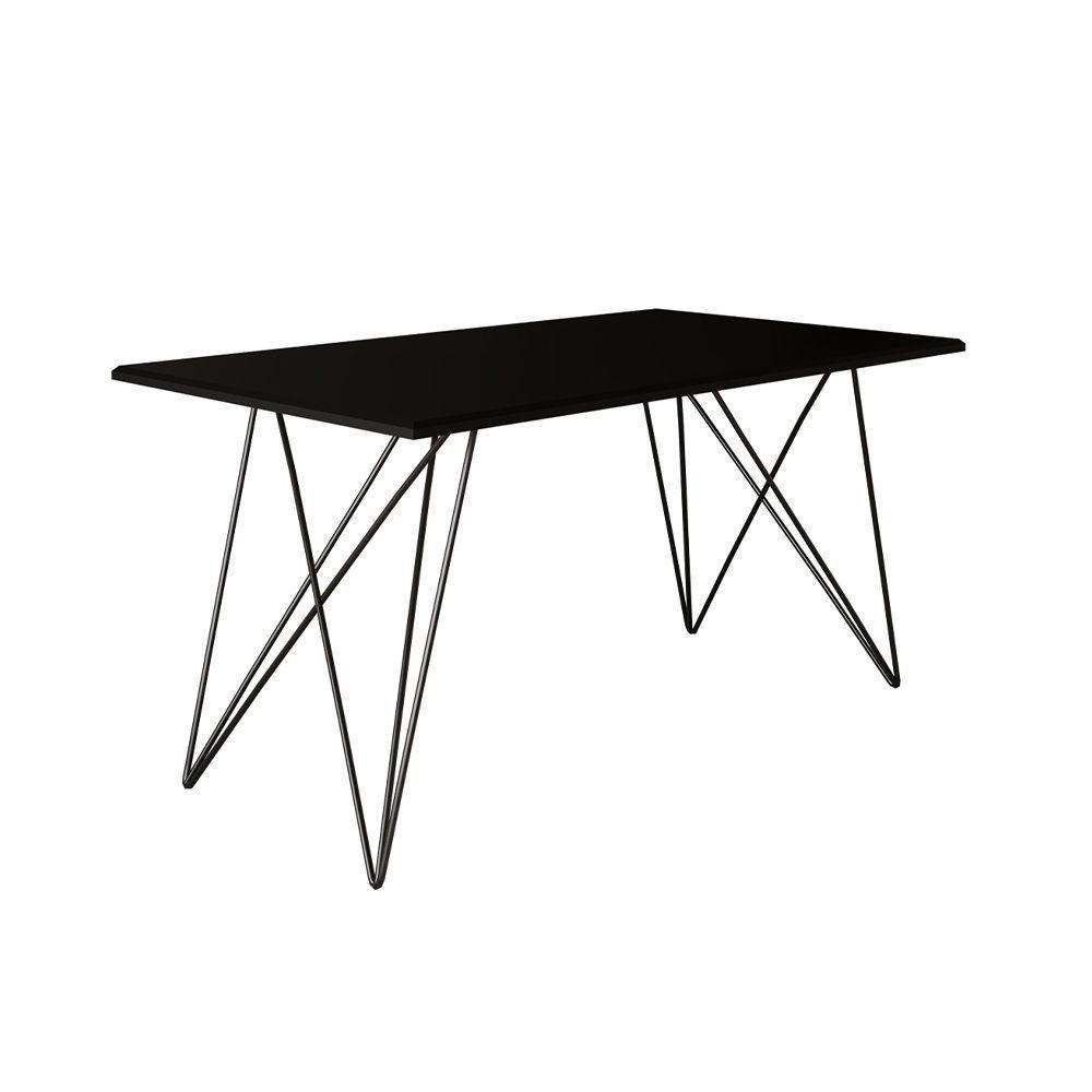 Mesa Jantar Preta Com 4 Cadeiras Marrom E Preta Marrom - 4