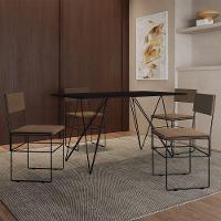 Mesa Jantar Preta Com 4 Cadeiras Marrom E Preta Marrom - 1