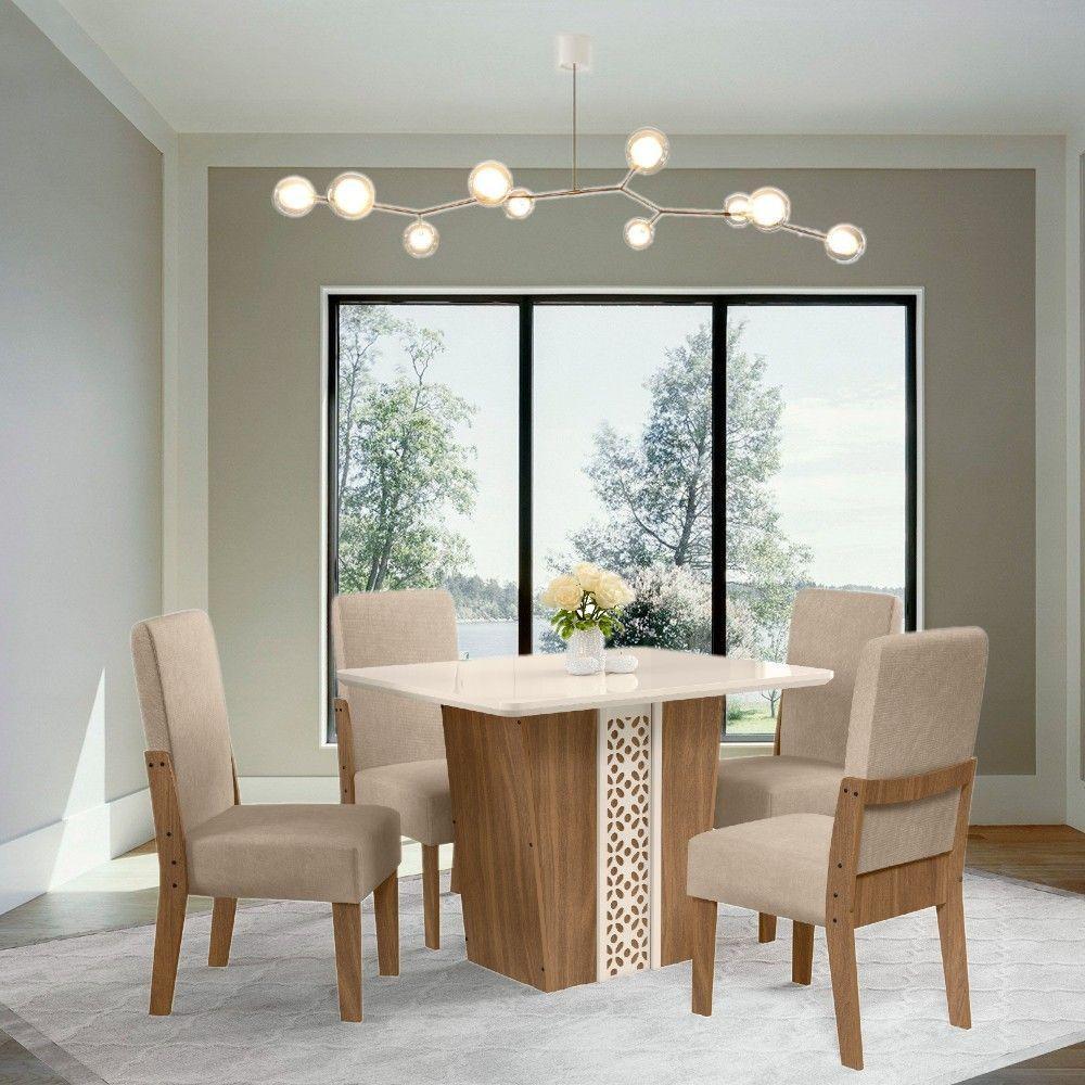 Conjunto Sala De Jantar Esmeralda Com 4 Cadeiras Cedro 74B - 1