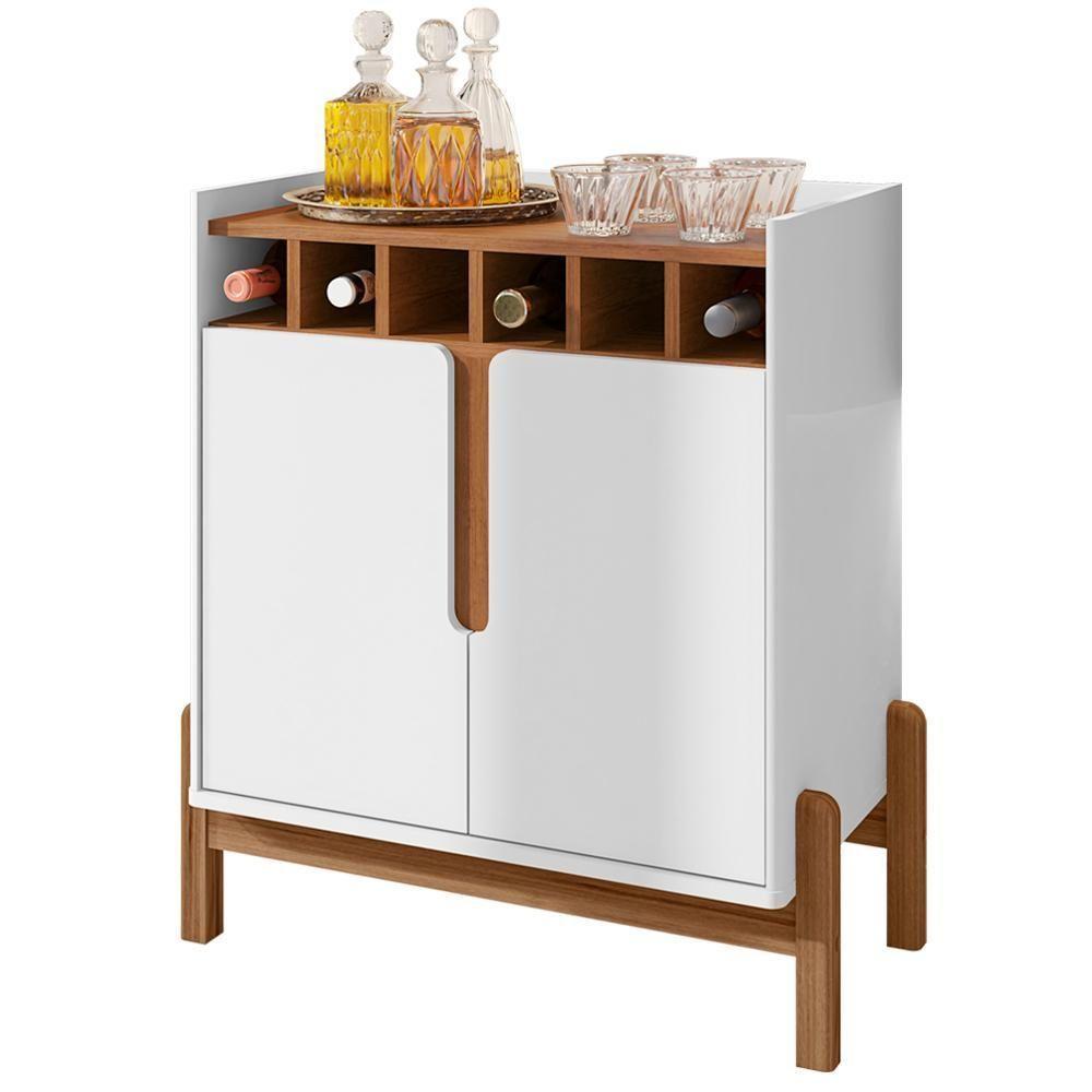 Barzinho Com 2 Portas E Adega Para Sala De Jantar 50522 Branco Cedro Dcasa Branco Cedro - 1