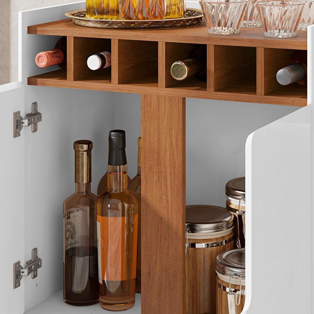 Barzinho Com 2 Portas E Adega Para Sala De Jantar 50522 Branco Cedro Dcasa Branco Cedro - 5