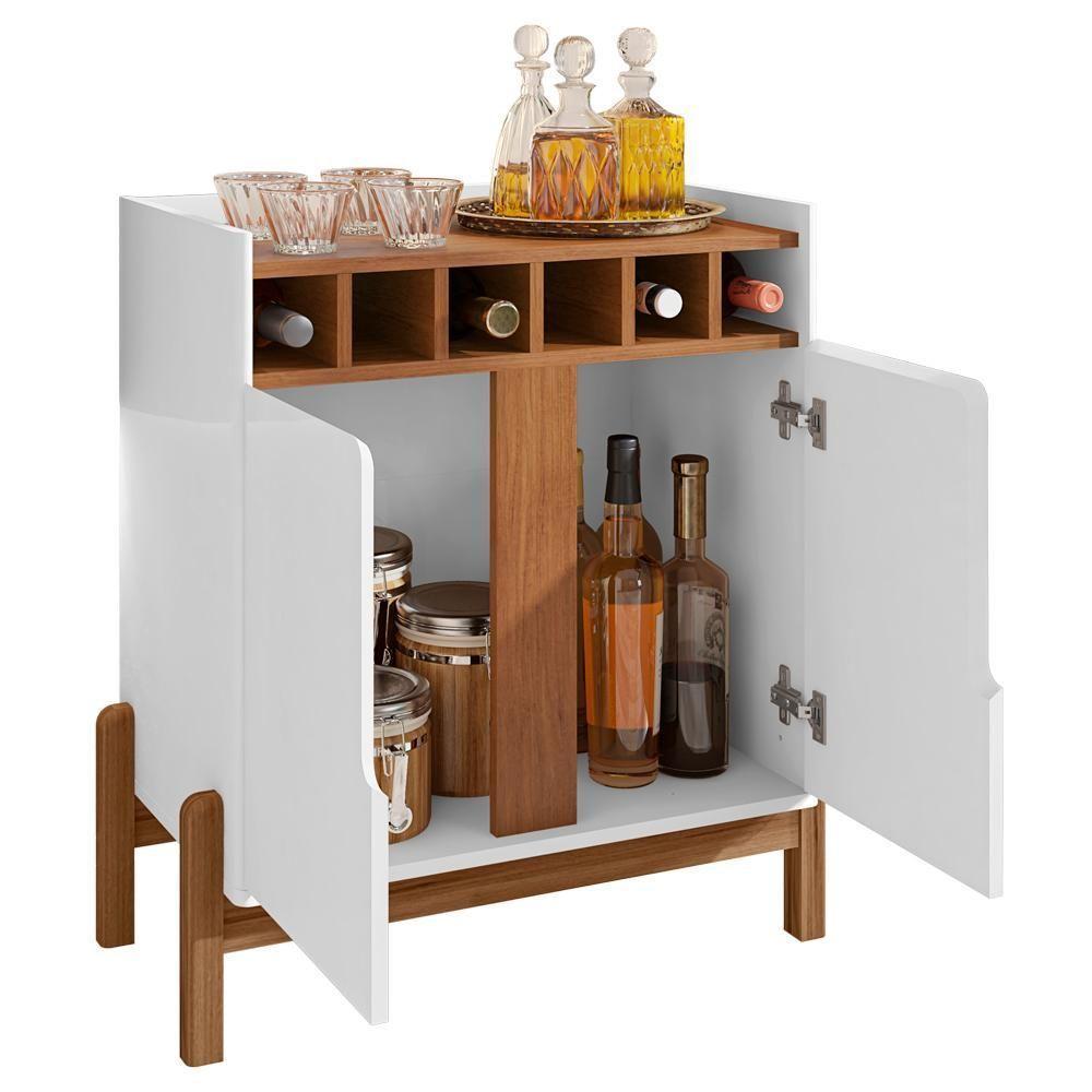 Barzinho Com 2 Portas E Adega Para Sala De Jantar 50522 Branco Cedro Dcasa Branco Cedro - 6