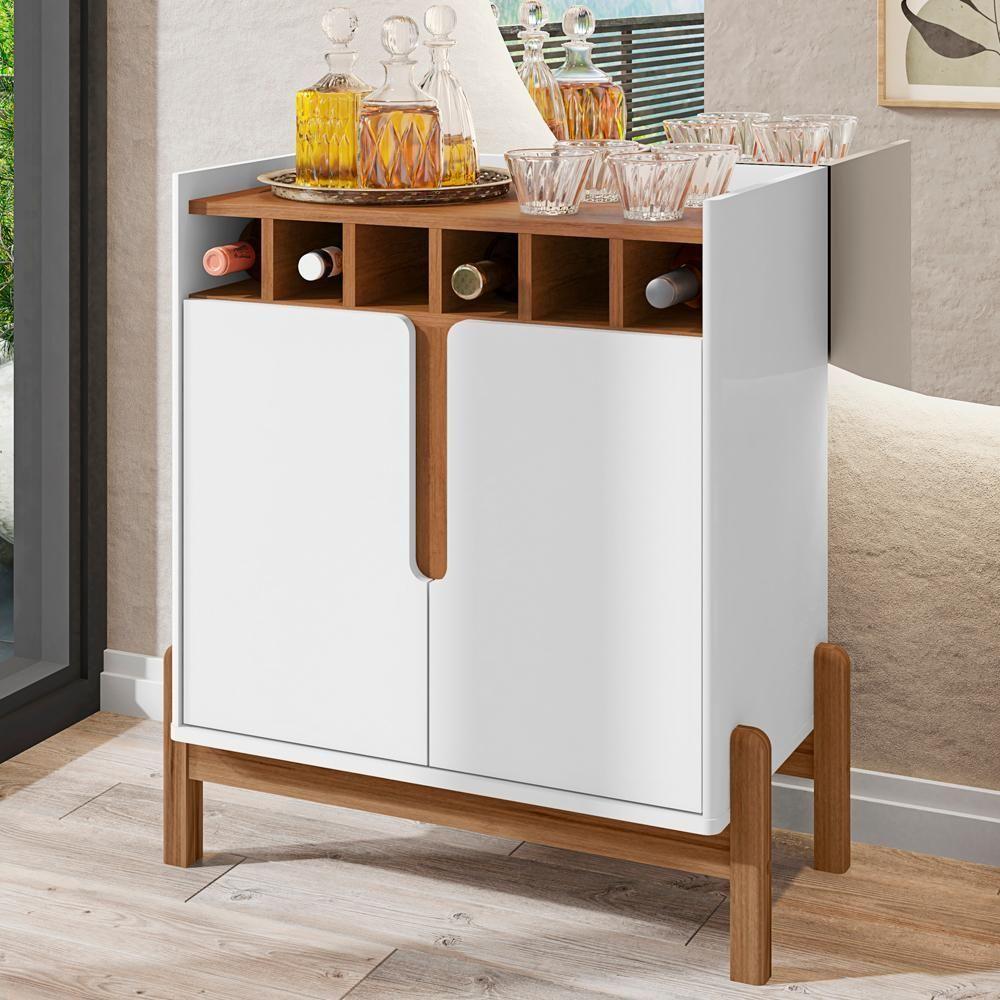Barzinho Com 2 Portas E Adega Para Sala De Jantar 50522 Branco Cedro Dcasa Branco Cedro - 9