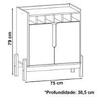 Barzinho Com 2 Portas E Adega Para Sala De Jantar 50522 Branco Cedro Dcasa Branco Cedro - 7