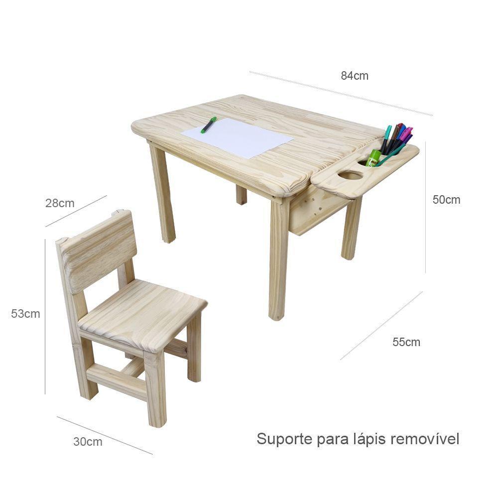 Mesa Com 2 Cadeiras Infantil Alecrim 50a X 84l X 55p Cor Natural - 2