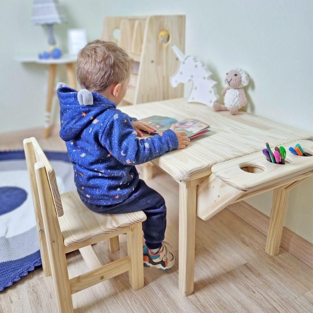 Mesa Com 2 Cadeiras Infantil Alecrim 50a X 84l X 55p Cor Natural - 4