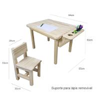 Mesa Com 2 Cadeiras Infantil Alecrim 50a X 84l X 55p Cor Natural