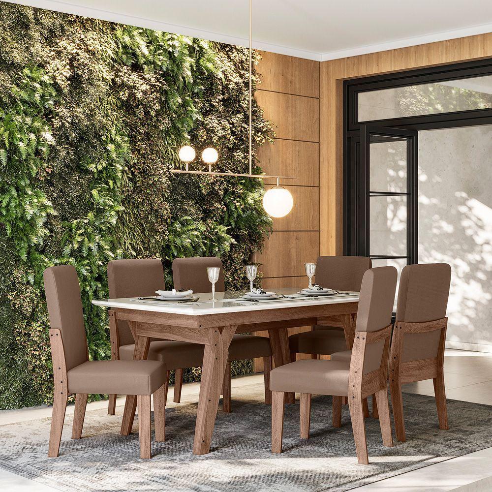 Conjunto Sala De Jantar 1,56 Com 06 Cadeiras Amêndoa 73B - 1