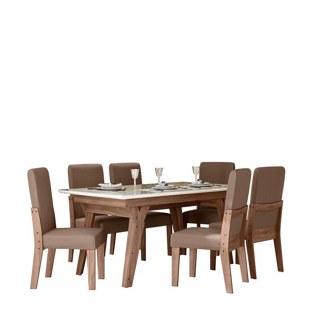 Conjunto Sala De Jantar 1,56 Com 06 Cadeiras Amêndoa 73B - 4