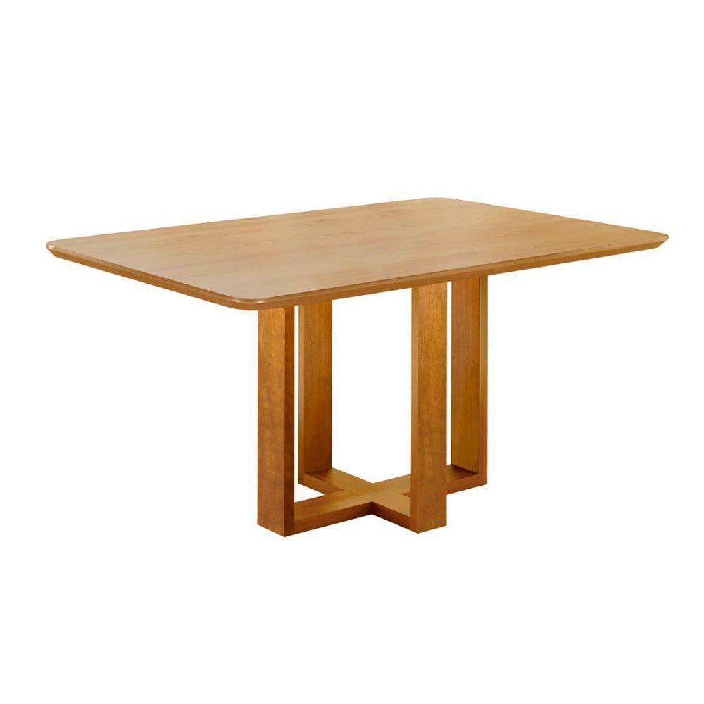 Conjunto Sala De Jantar 4 Lugares Vitoria E Madeira Maciça Amendoa Móveis Mix Amendoa - 2