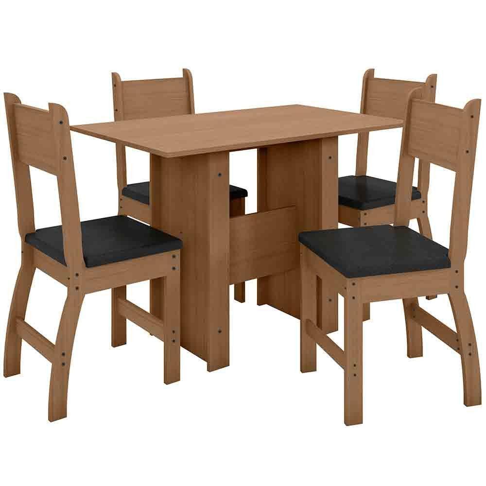 Conjunto Mesa Com 4 Cadeiras Milano Carvalho Com Preto - 3
