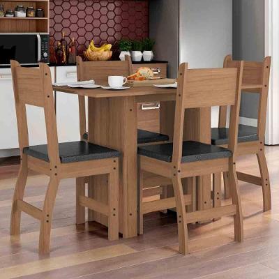 Conjunto Mesa Com 4 Cadeiras Milano Carvalho Com Preto