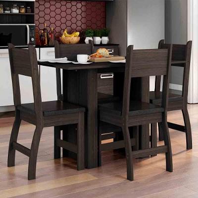 Conjunto Mesa Com 4 Cadeiras Milano Amêndoa Com Preto