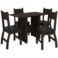Conjunto Mesa Com 4 Cadeiras Milano Amêndoa Com Preto - 7