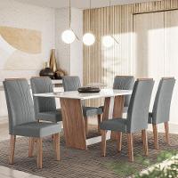 Conjunto Sala De Jantar 1,56 Com 6 Cadeiras Amêndoa 03A
