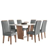 Conjunto Sala De Jantar 1,56 Com 6 Cadeiras Amêndoa 03A - 15