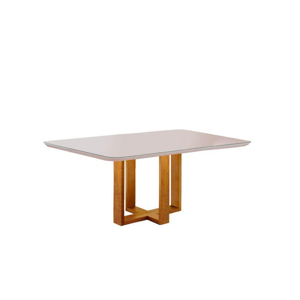 Conjunto Jantar Mesa E 6 Cadeiras Mel/Off White/ Bege Areia - 6