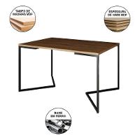 Mesa Industrial Jantar Retangular Amêndoa 137X90Cm Base V Com 6 Poltronas Brancas Ferro Amendoa - 5