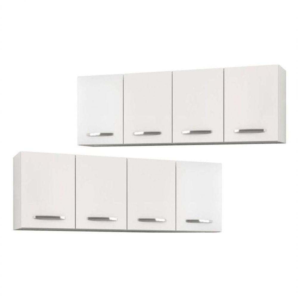 Kit 2 Armários Aéreos Panamá 4 Portas Lumil Móveis Branco - 1