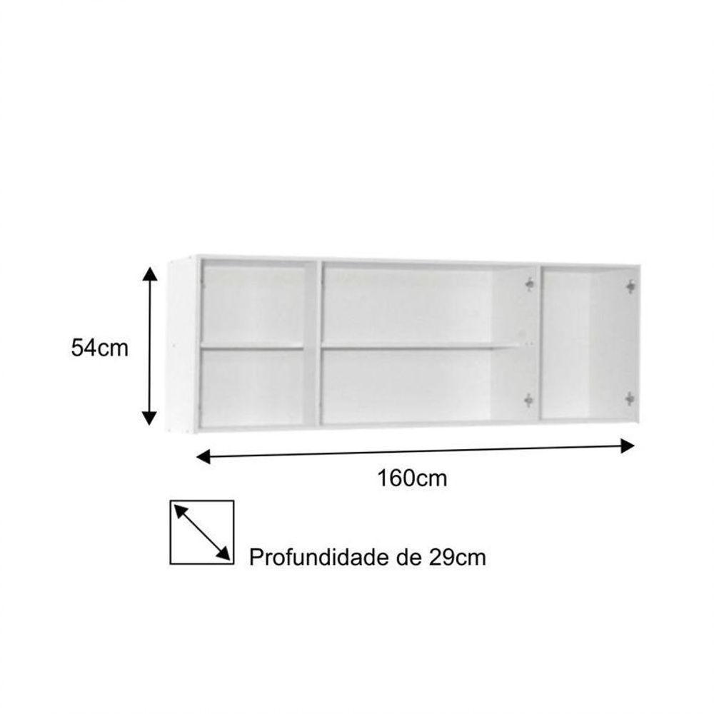 Kit 2 Armários Aéreos Panamá 4 Portas Lumil Móveis Branco - 3