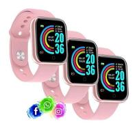 Kit 3 Relogio Inteligente Smartwatch D20 Rosa - 3