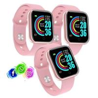 Kit 3 Relogio Inteligente Smartwatch D20 Rosa - 5