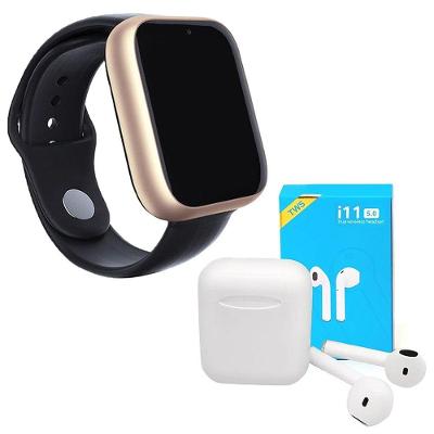 Kit 1 Smartwatch Z6 Dourado + 1 Fone Bluetooth I11 Pro Tws