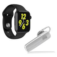 Kit 1 Smartwatch W34 Preto + 1 Fone Bluetooth Estéreo Branco - 1