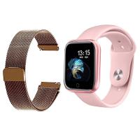 Kit 1 Smartwatch P70 Rosa + 1 Pulseira Rose Gold - 1
