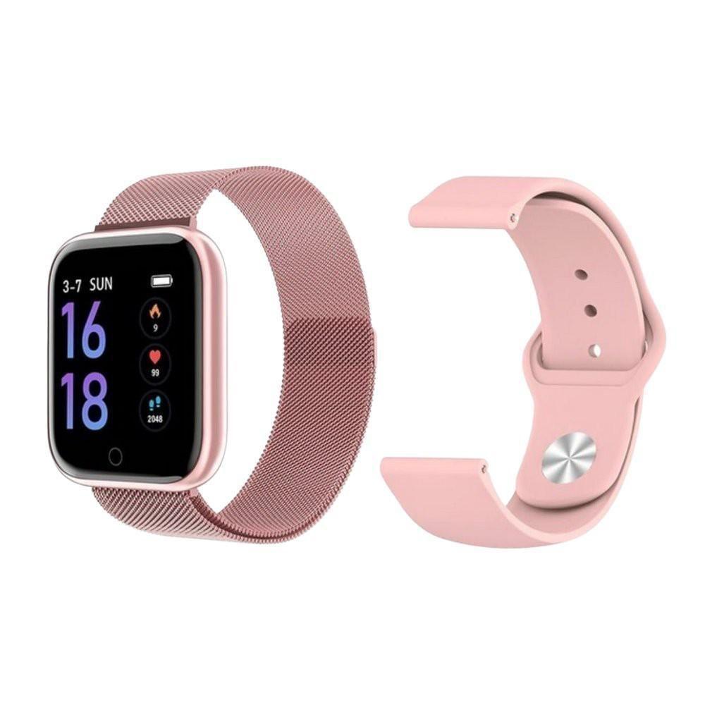 Relógio Smartwatch Com Duas Pulseiras P70 - Rosa - 1