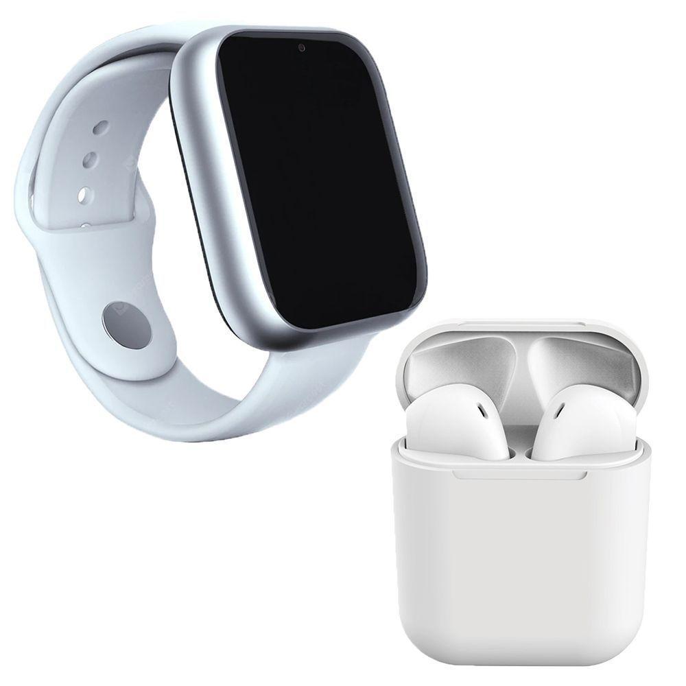 Kit 1 Smartwatch Branco + 1 Fone Bluetooth Inpods 12 Branco - 1