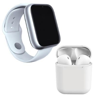 Kit 1 Smartwatch Branco + 1 Fone Bluetooth Inpods 12 Branco