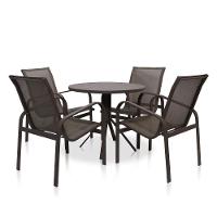 Conj 1 Mesa + 4 Cadeiras Para Área Externa - Marrom - 1
